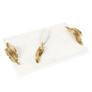 Michael Aram gold feather cheese with Knife